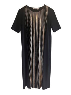Jil Sander metallic pleated a-line short sleeve midi dress excellent condition
